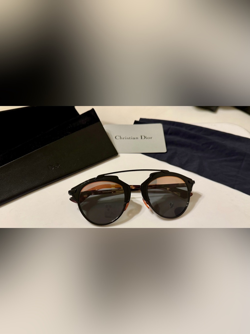 Dior Black Sunglasses with Brown Gradient Lenses